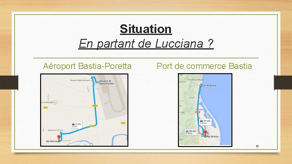 Situation En partant de Lucciana ? Aéroport Bastia-Poretta Port de commerce Bastia 10 