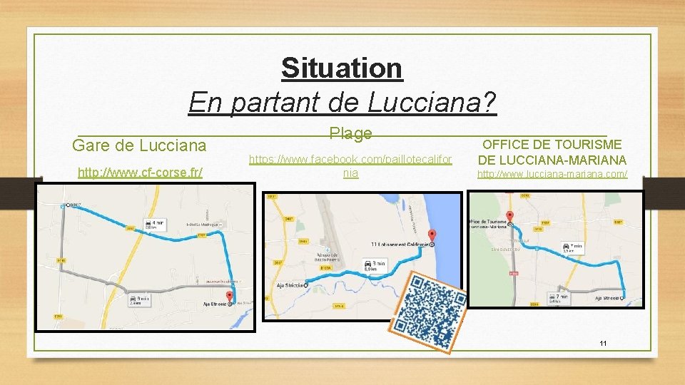 Situation En partant de Lucciana? Gare de Lucciana http: //www. cf-corse. fr/ Plage https: