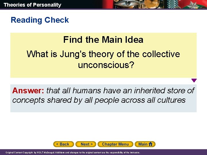 Theories of Personality Reading Check Find the Main Idea What is Jung's theory of