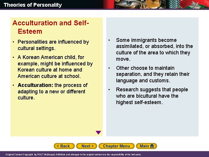 Theories of Personality Acculturation and Self. Esteem • • A Korean American child, for