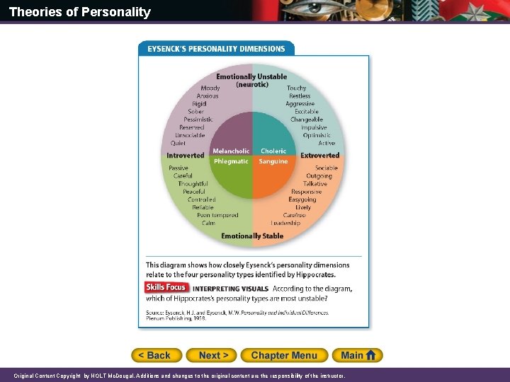 Theories of Personality Original Content Copyright by HOLT Mc. Dougal. Additions and changes to