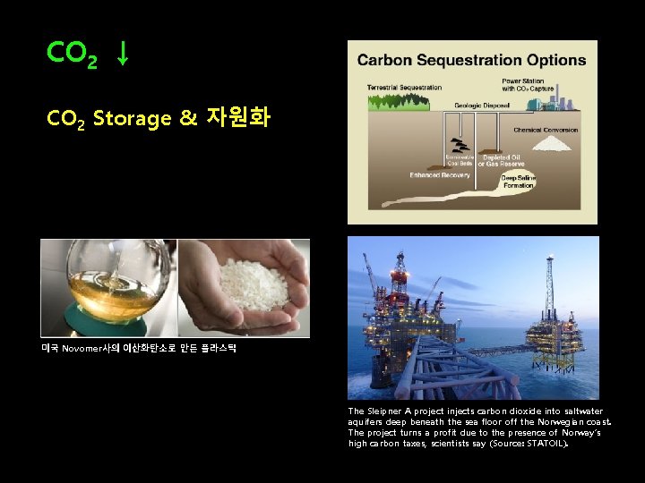 CO 2 ↓ CO 2 Storage & 자원화 미국 Novomer사의 이산화탄소로 만든 플라스틱 The