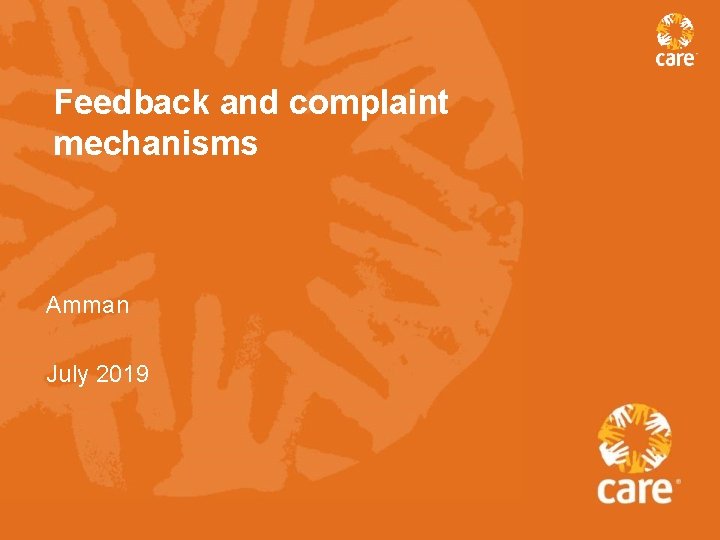 Feedback and complaint mechanisms Amman July 2019 