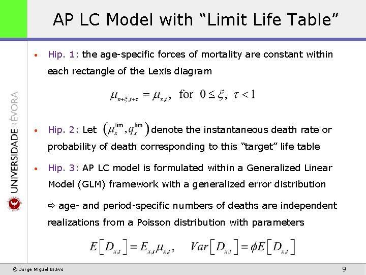 AP LC Model with “Limit Life Table” • Hip. 1: the age-specific forces of