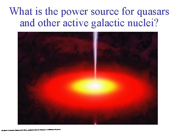 What is the power source for quasars and other active galactic nuclei? 