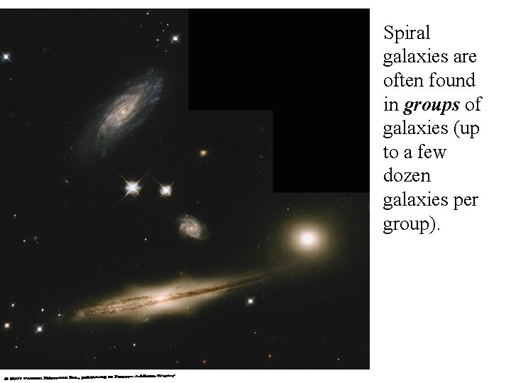 Spiral galaxies are often found in groups of galaxies (up to a few dozen