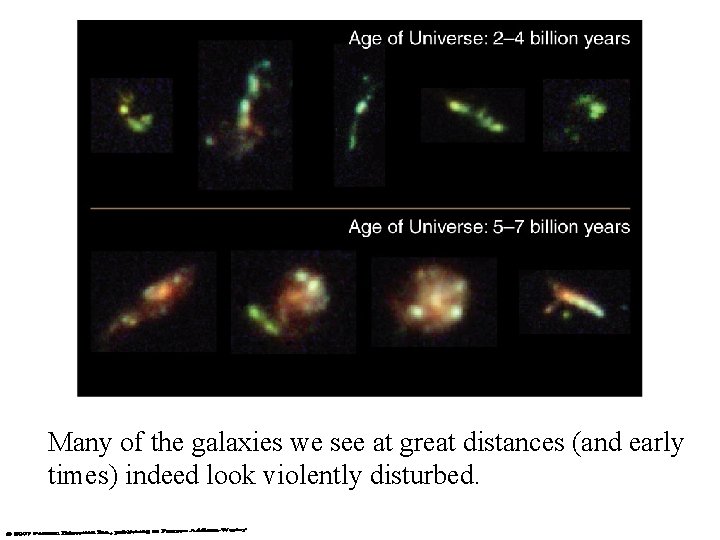 Many of the galaxies we see at great distances (and early times) indeed look