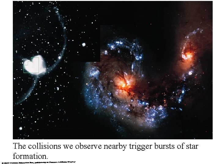 The collisions we observe nearby trigger bursts of star formation. 