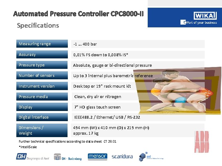 Automated Pressure Controller CPC 8000 -II Specifications Measuring range -1 … 400 bar Accuracy