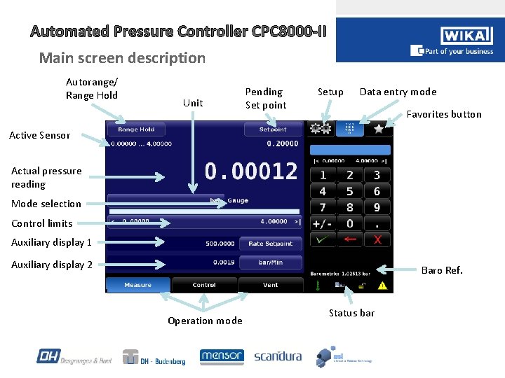 Automated Pressure Controller CPC 8000 -II Main screen description Autorange/ Range Hold Unit Pending