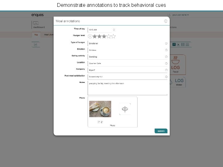 Demonstrate annotations to track behavioral cues 