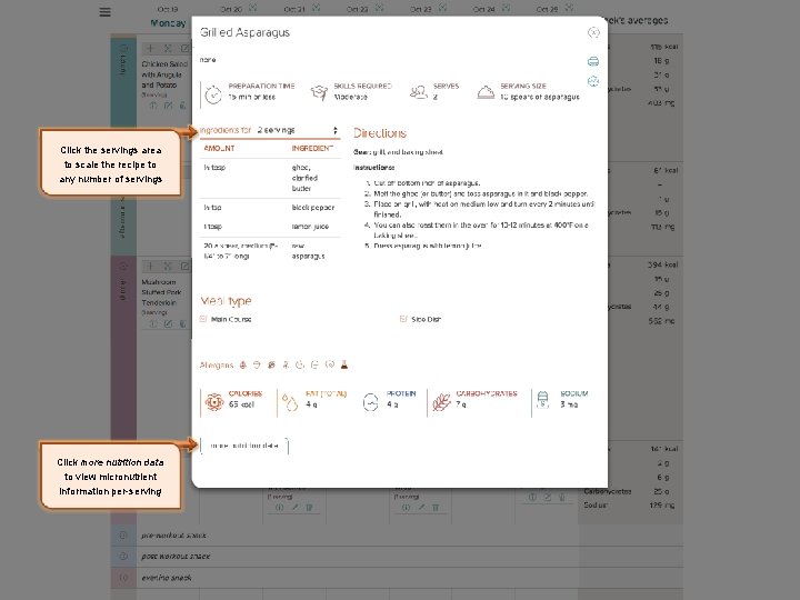 Create a one week meal plan - view a recipe from the meal plan