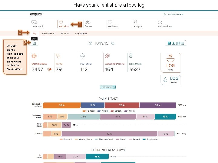 Have your client share a food log 1 2 On your client’s food log