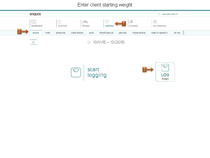 Enter client starting weight 1 2 3 