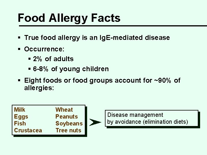 Food Allergy Facts § True food allergy is an Ig. E-mediated disease § Occurrence: