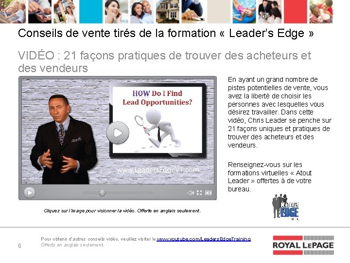 Conseils de vente tirés de la formation « Leader’s Edge » VIDÉO : 21