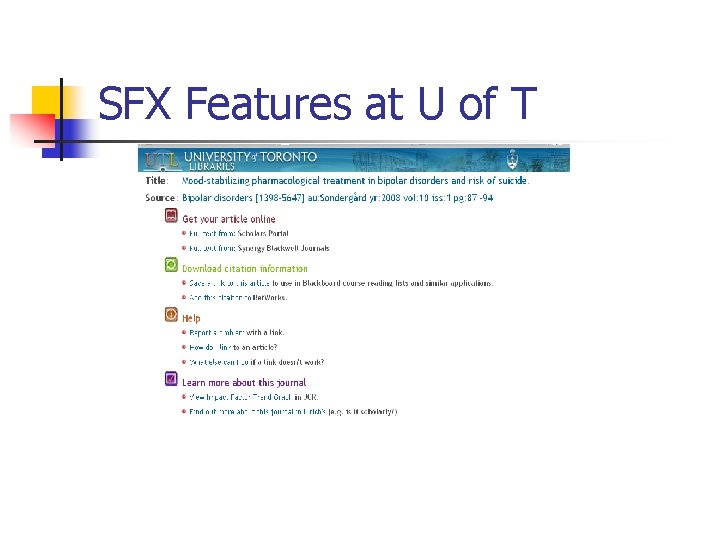 SFX Features at U of T 