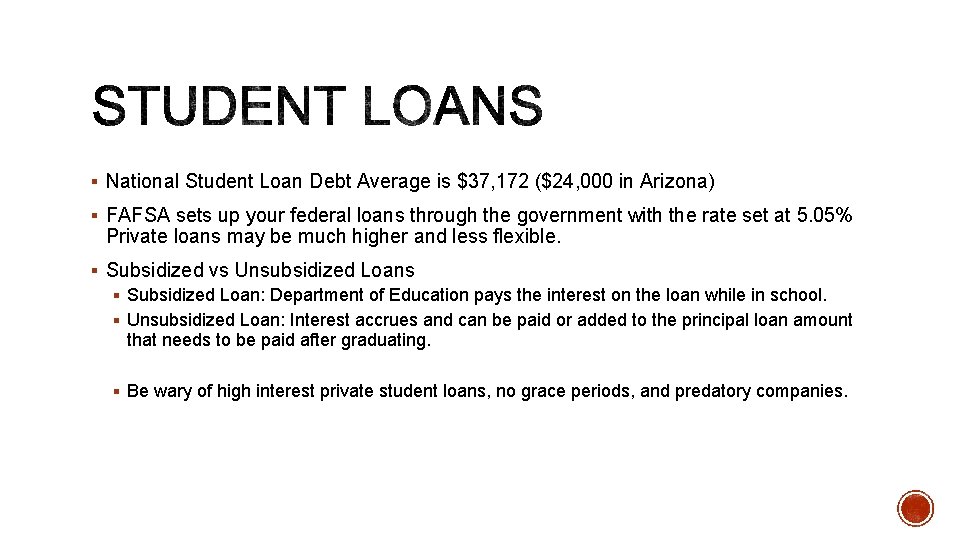 § National Student Loan Debt Average is $37, 172 ($24, 000 in Arizona) §