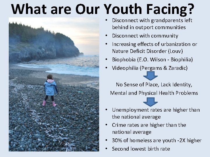 What are Our Youth Facing? • Disconnect with grandparents left behind in outport communities