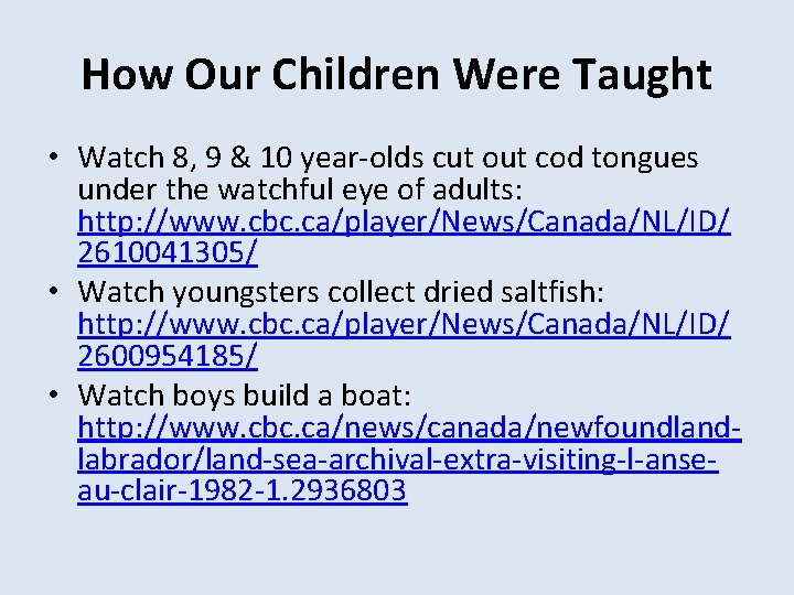 How Our Children Were Taught • Watch 8, 9 & 10 year-olds cut out