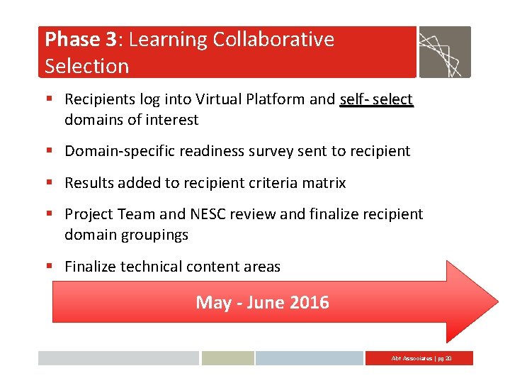 Phase 3: Learning Collaborative Selection § Recipients log into Virtual Platform and self- select
