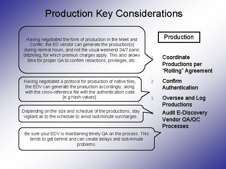 Production Key Considerations Having negotiated the form of production in the Meet and Confer, Production Key Considerations Having negotiated the form of production in the Meet and Confer,