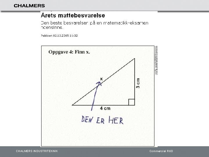 CHALMERS INDUSTRITEKNIK Commercial R&D 