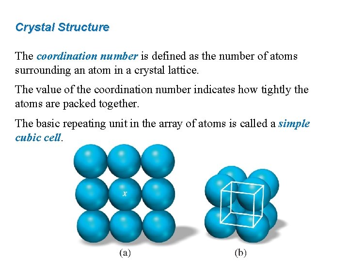 Crystal Structure The coordination number is defined as the number of atoms surrounding an
