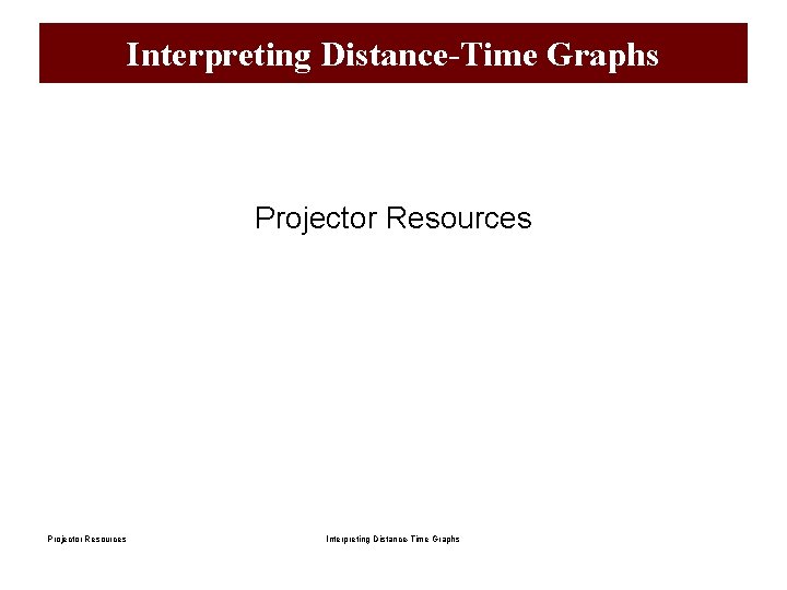 Interpreting Distance-Time Graphs Projector Resources Interpreting Distance-Time Graphs 