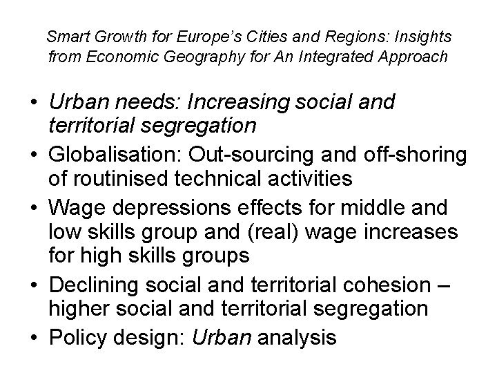 Smart Growth for Europes Cities and Regions Insights