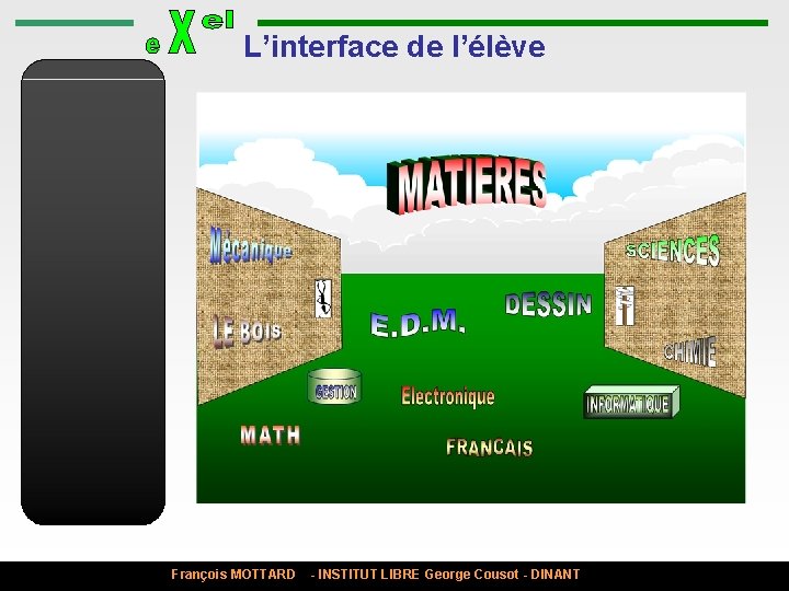 L’interface de l’élève François MOTTARD - INSTITUT LIBRE George Cousot - DINANT 