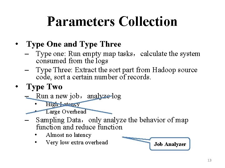 Parameters Collection • Type One and Type Three – Type one: Run empty map