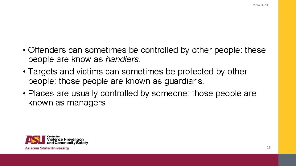 9/26/2020 • Offenders can sometimes be controlled by other people: these people are know