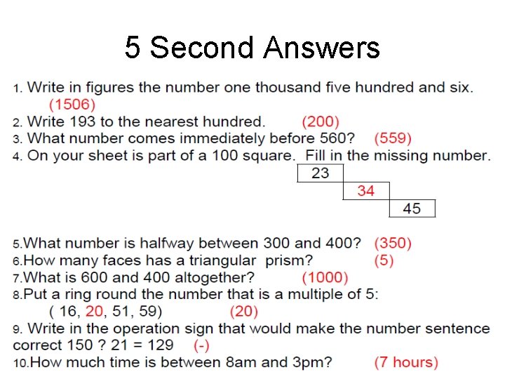 5 Second Answers 