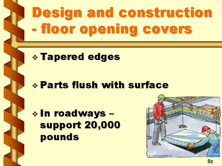 Design and construction - floor opening covers v Tapered v Parts edges flush with