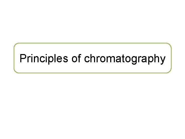 Principles of chromatography 