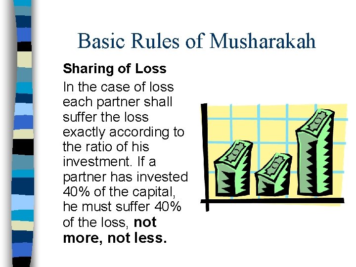 Basic Rules of Musharakah Sharing of Loss In the case of loss each partner