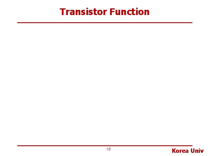 Transistor Function 18 Korea Univ 