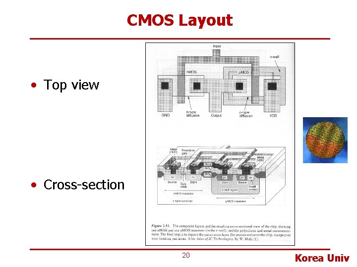 CMOS Layout • Top view • Cross-section 20 Korea Univ 