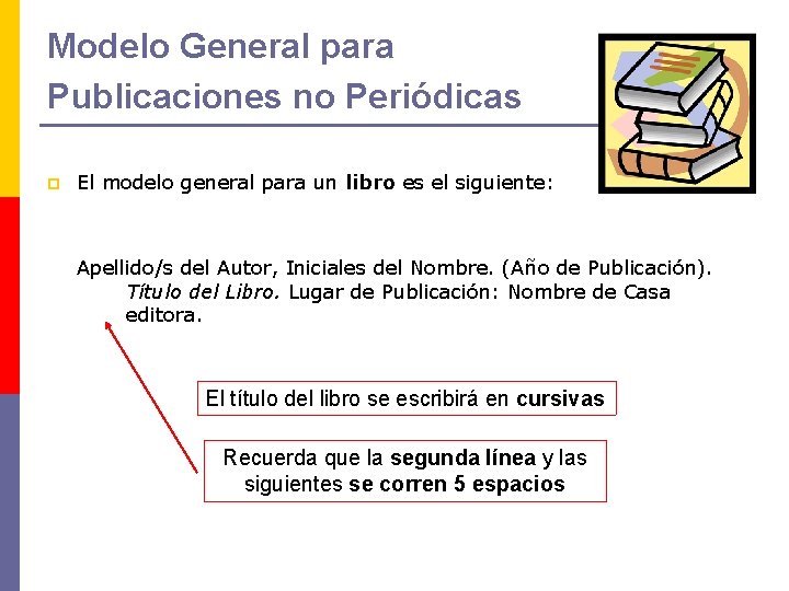 Modelo General para Publicaciones no Periódicas p El modelo general para un libro es