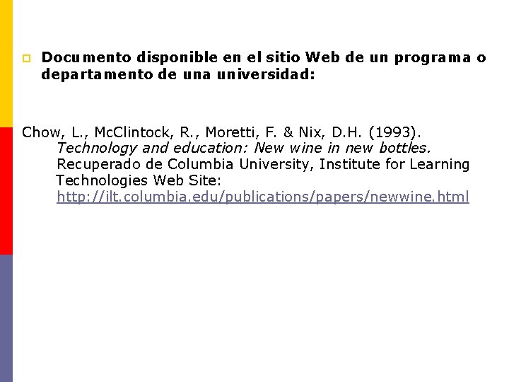 p Documento disponible en el sitio Web de un programa o departamento de una