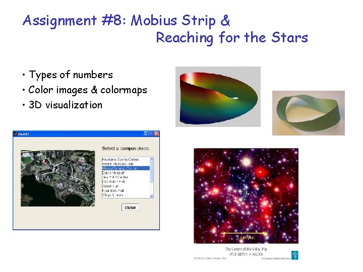 Assignment #8: Mobius Strip & Reaching for the Stars • Types of numbers •