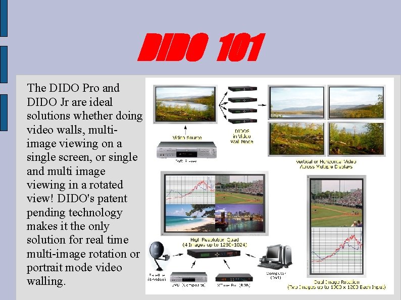 DIDO 101 The DIDO Pro and DIDO Jr are ideal solutions whether doing video DIDO 101 The DIDO Pro and DIDO Jr are ideal solutions whether doing video