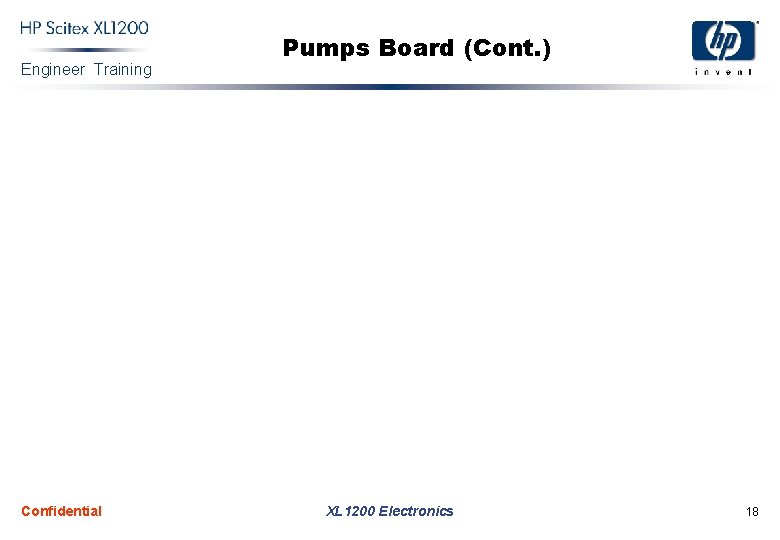 Engineer Training Confidential Pumps Board (Cont. ) XL 1200 Electronics 18 