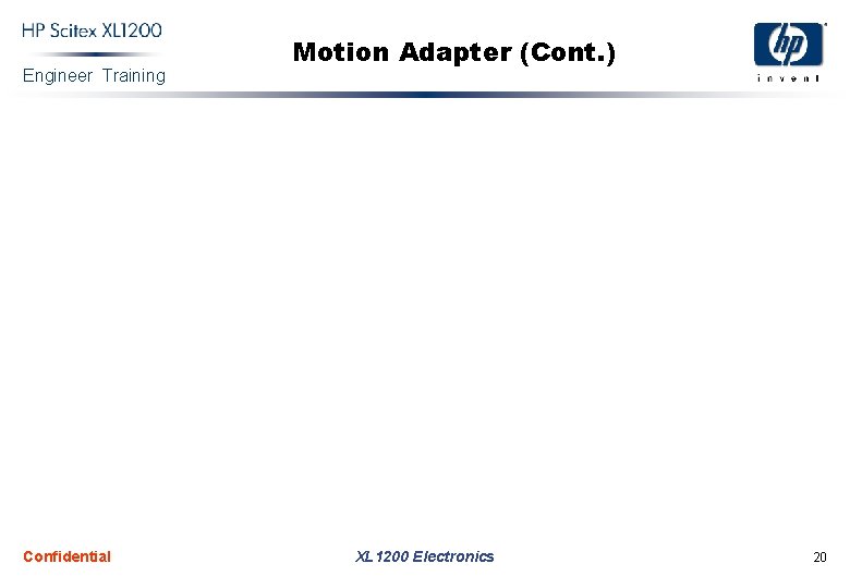 Engineer Training Confidential Motion Adapter (Cont. ) XL 1200 Electronics 20 