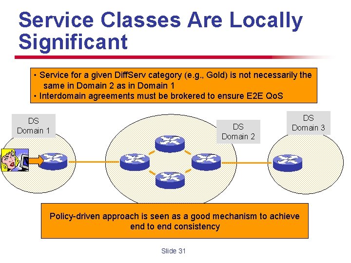 Service Classes Are Locally Significant • Service for a given Diff. Serv category (e.