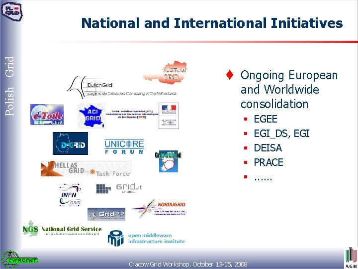 Polish Grid National and International Initiatives t Ongoing European and Worldwide consolidation § §
