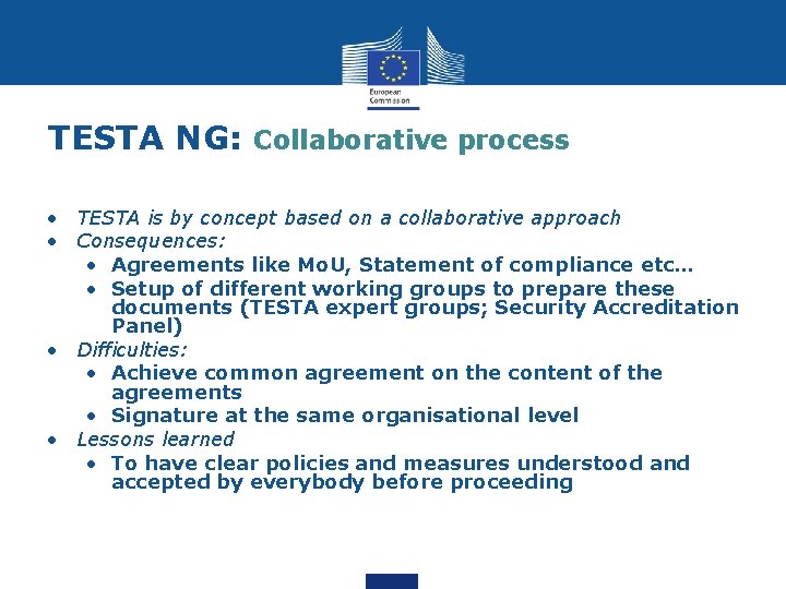 TESTA NG: Collaborative process • TESTA is by concept based on a collaborative approach