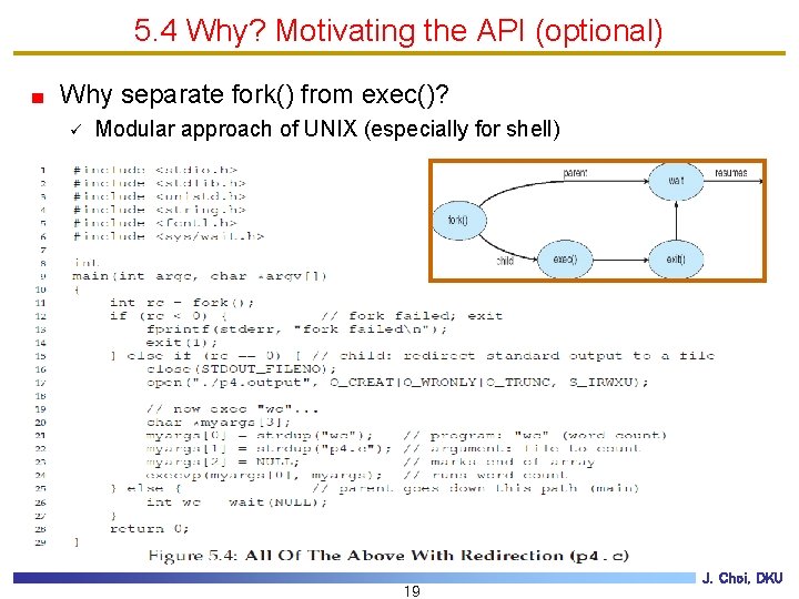 5. 4 Why? Motivating the API (optional) Why separate fork() from exec()? ü Modular