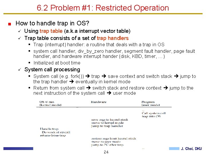 6. 2 Problem #1: Restricted Operation How to handle trap in OS? ü ü